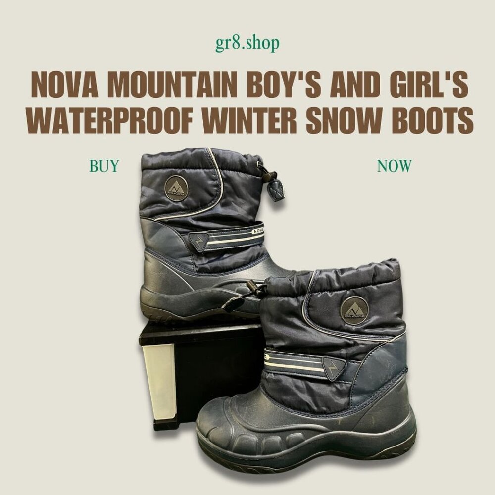 Nova Mountain Waterproof Winter Snow Boots For Boys & Girls Size 6.5 Durable & I